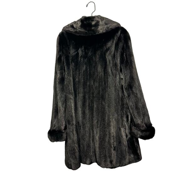 ✨ Vintage Neiman Marcus Black Mink Fur Coat – Classic Mid-Length Luxury Size L ✨ - Picture 4 of 16